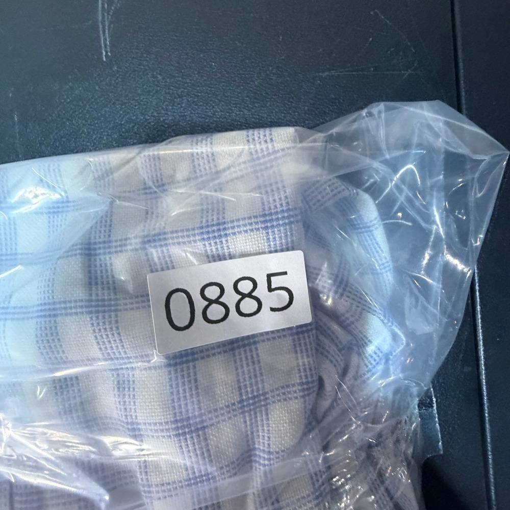 Dewberry Couture Deluxe Mens Large Blue White Plaid Roll Tab Button Down Shirt - Picture 7 of 7